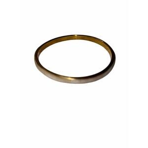 Iris Apfel & Bajalia White Inlay Gold Tone Bangle Bracelet Tribal Style NOS